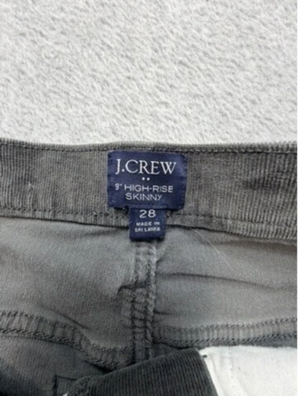 J Crew Womens 9 Inch High Rise Skinny Corduroy Pants Size 28 Gray Button Fly